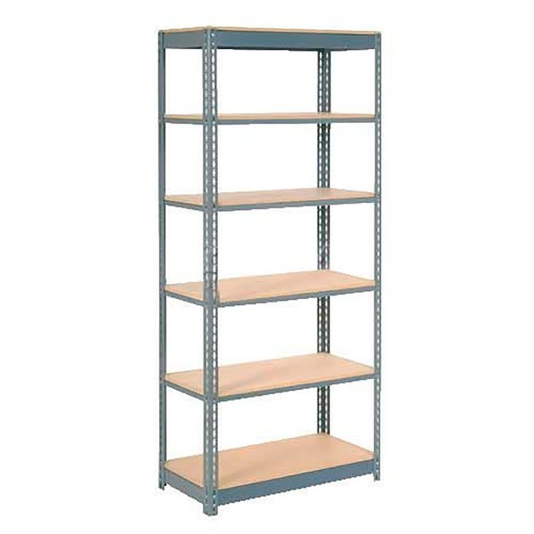 Global Industrial Heavy Duty Shelving 36W x 12D x 96H With 6 Shelves, Wood Deck, Gray B2297536